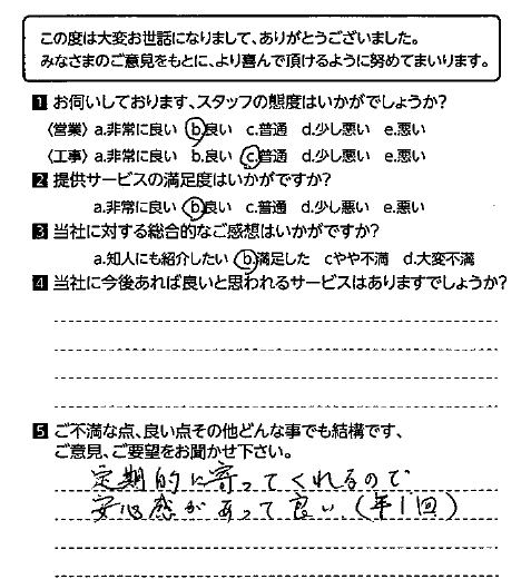 広島県福山市　お客様の声